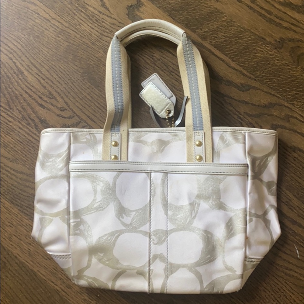Coach White and Silver Purse